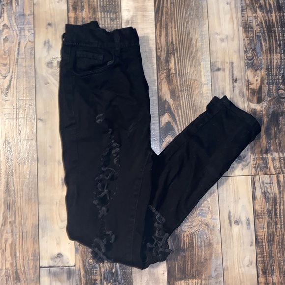 SHEIN Black Distressed Skinny Jeans size 4 - Picture 3 of 4